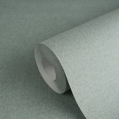 Mustertapete Leinen-Optik Petrol-Grau - 10,05 m x 0,53 m