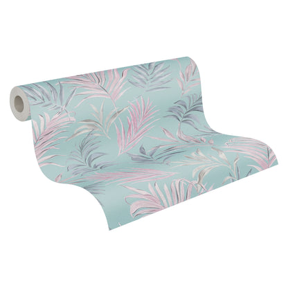 Livingwalls CosmoLiving Midnight Botanica-Mystery Palmenblätter Blau Rosa - 10,05 m x 0,53 m