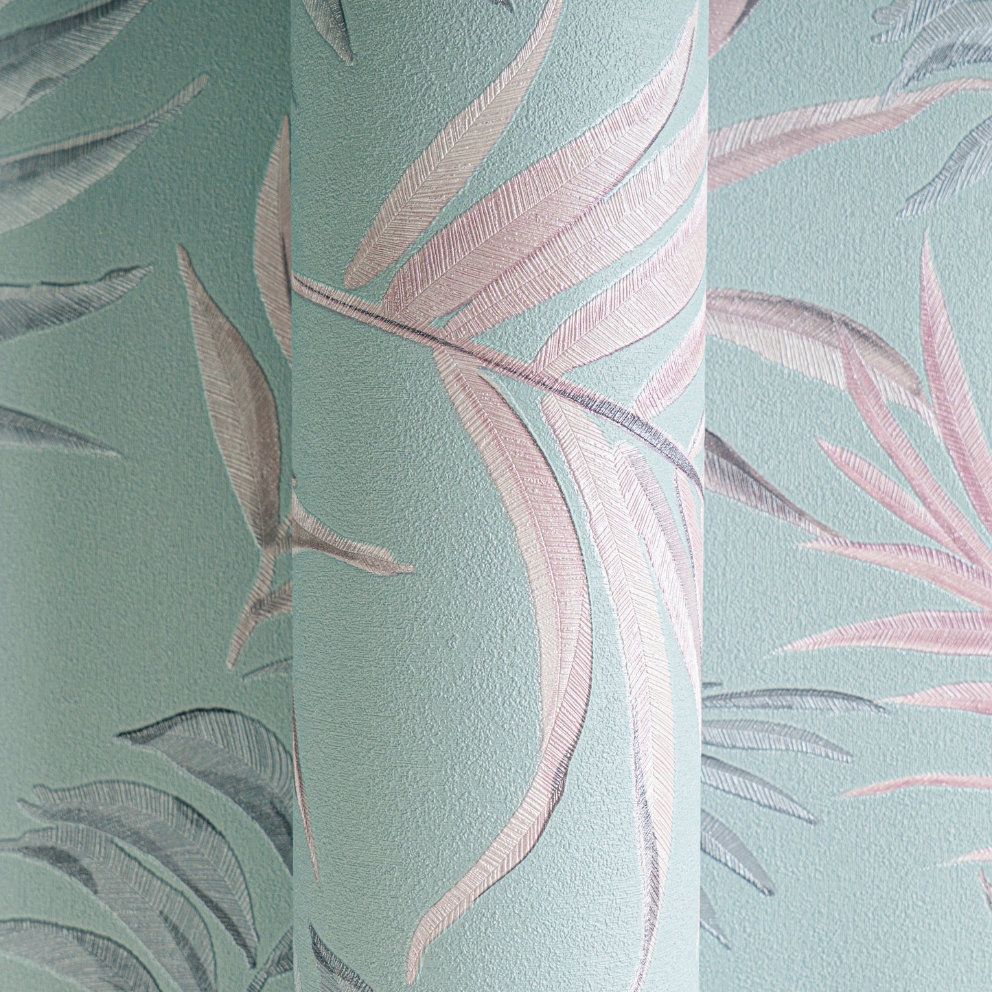 Livingwalls CosmoLiving Midnight Botanica-Mystery Palmenblätter Blau Rosa - 10,05 m x 0,53 m