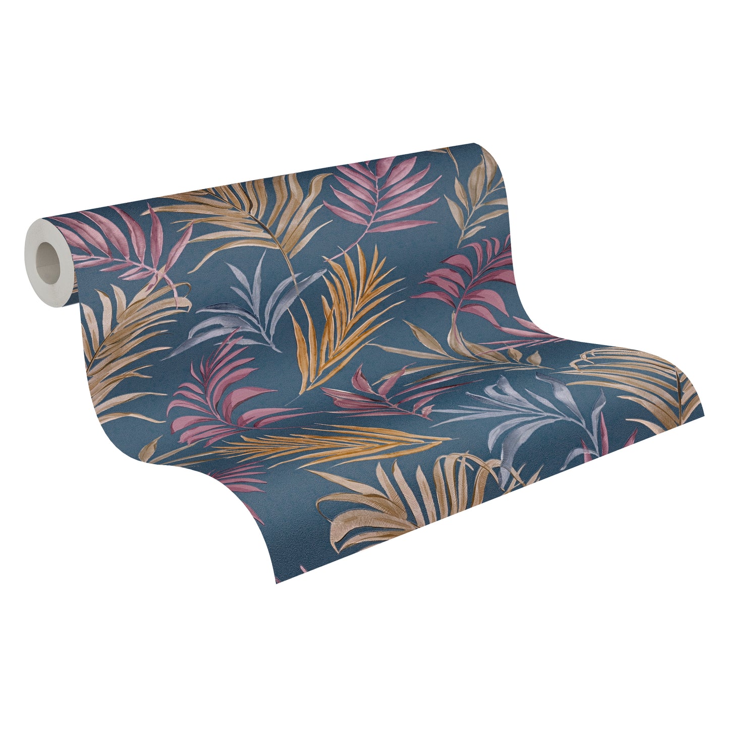 Livingwalls CosmoLiving Midnight Botanica-Mystery Palmenblätter Blau Rot - 10,05 m x 0,53 m