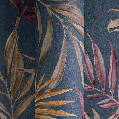 Livingwalls CosmoLiving Midnight Botanica-Mystery Palmenblätter Blau Rot - 10,05 m x 0,53 m
