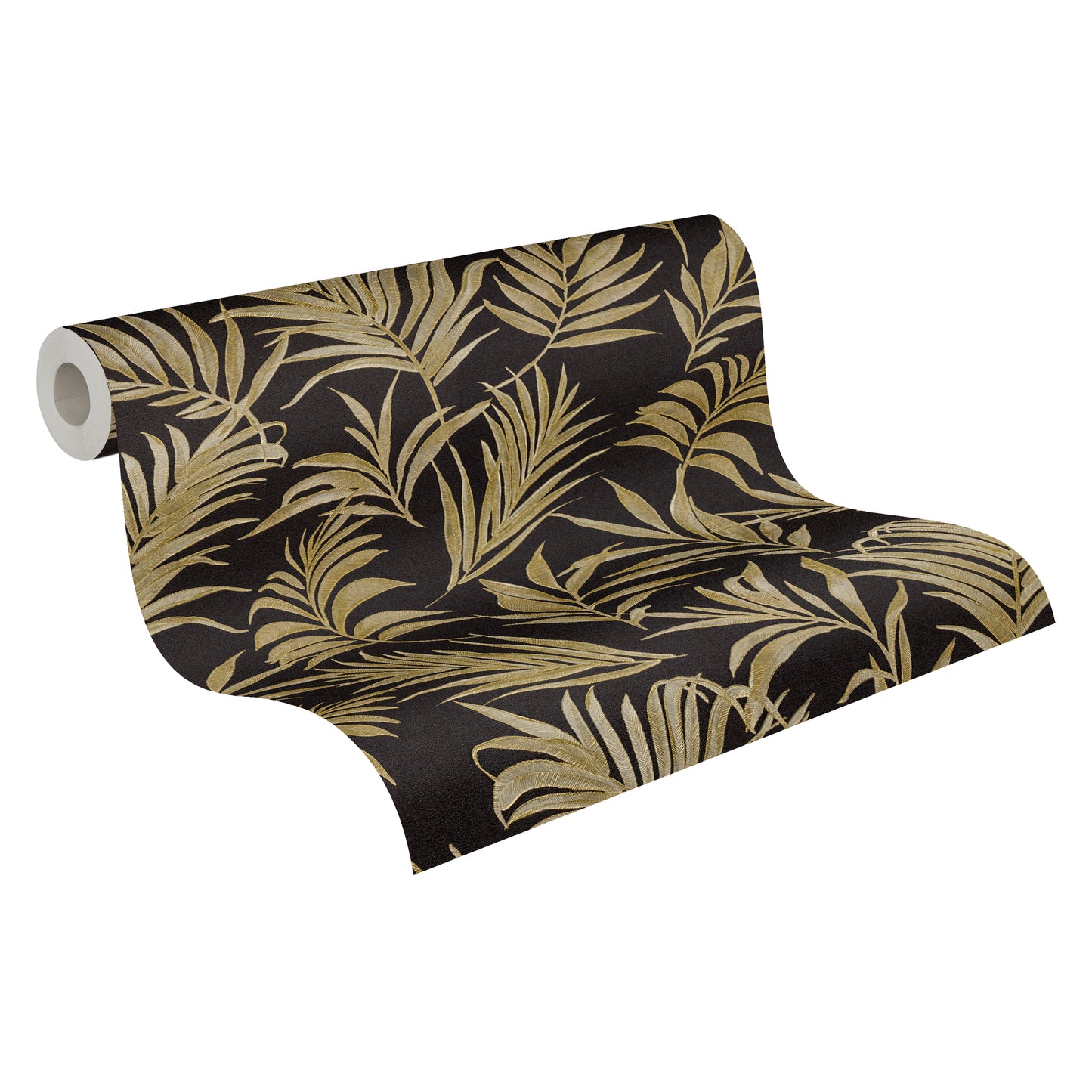 Livingwalls CosmoLiving Midnight Botanica-Mystery Palmenblätter Schwarz Gold - 10,05 m x 0,53 m