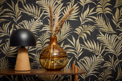 Livingwalls CosmoLiving Midnight Botanica-Mystery Palmenblätter Schwarz Gold - 10,05 m x 0,53 m