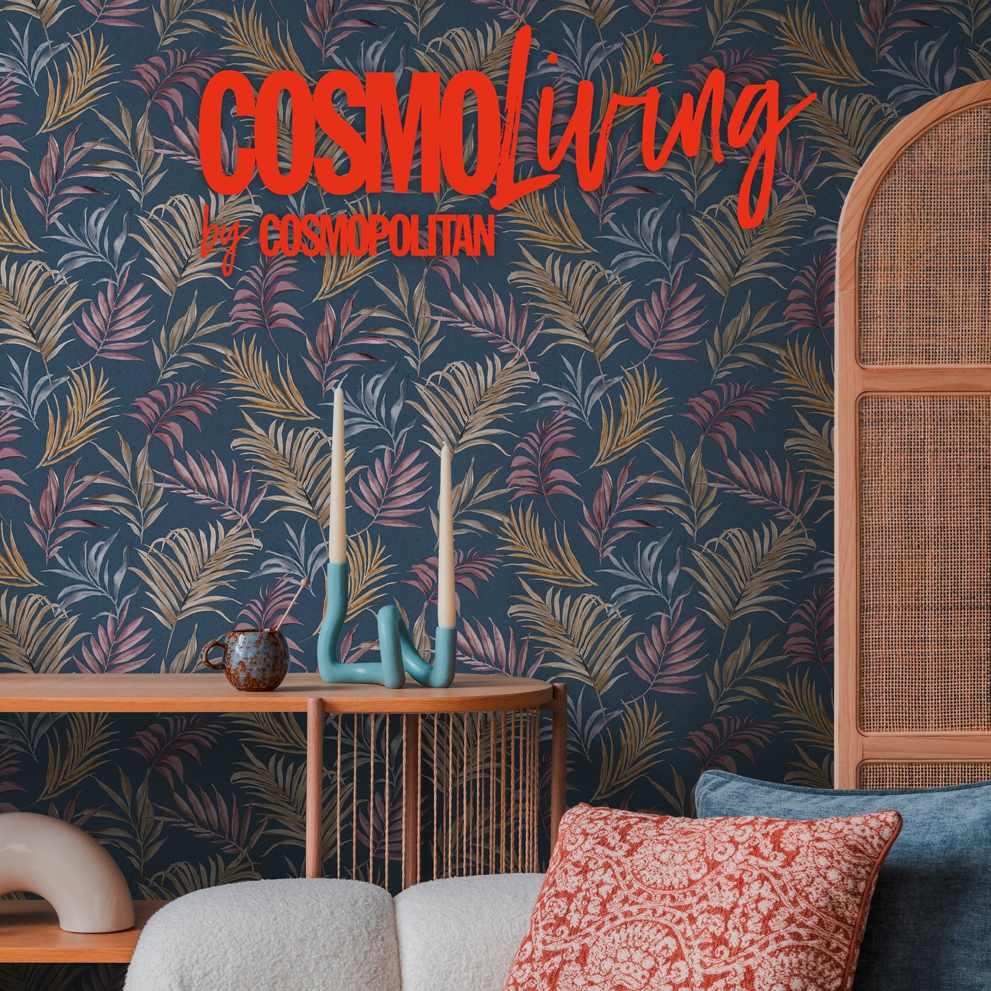 Livingwalls CosmoLiving Midnight Botanica-Mystery Palmenblätter Schwarz Gold - 10,05 m x 0,53 m