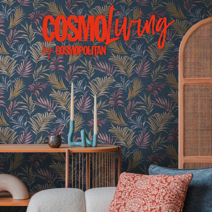 Livingwalls CosmoLiving Midnight Botanica-Mystery Palmenblätter Schwarz Gold - 10,05 m x 0,53 m