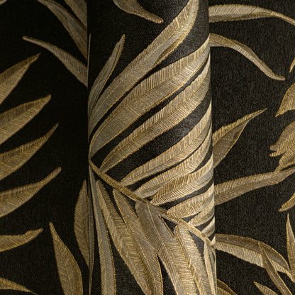 Livingwalls CosmoLiving Midnight Botanica-Mystery Palmenblätter Schwarz Gold - 10,05 m x 0,53 m