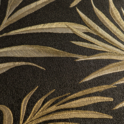 Livingwalls CosmoLiving Midnight Botanica-Mystery Palmenblätter Schwarz Gold - 10,05 m x 0,53 m