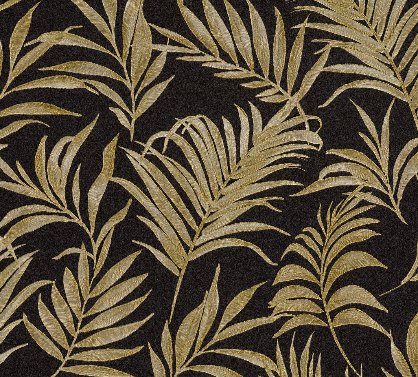 Livingwalls CosmoLiving Midnight Botanica-Mystery Palmenblätter Schwarz Gold - 10,05 m x 0,53 m