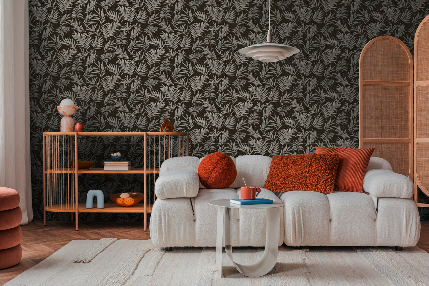 Livingwalls CosmoLiving Midnight Botanica-Mystery Palmenblätter Schwarz Grau - 10,05 m x 0,53 m