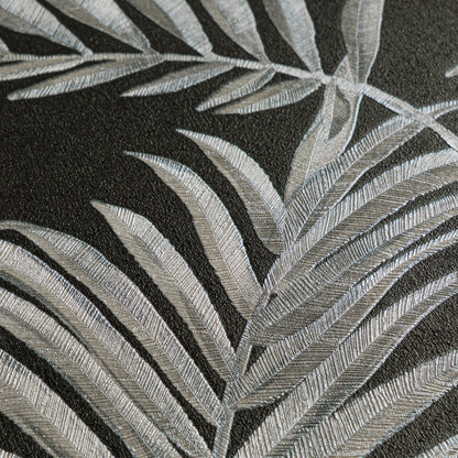 Livingwalls CosmoLiving Midnight Botanica-Mystery Palmenblätter Schwarz Grau - 10,05 m x 0,53 m