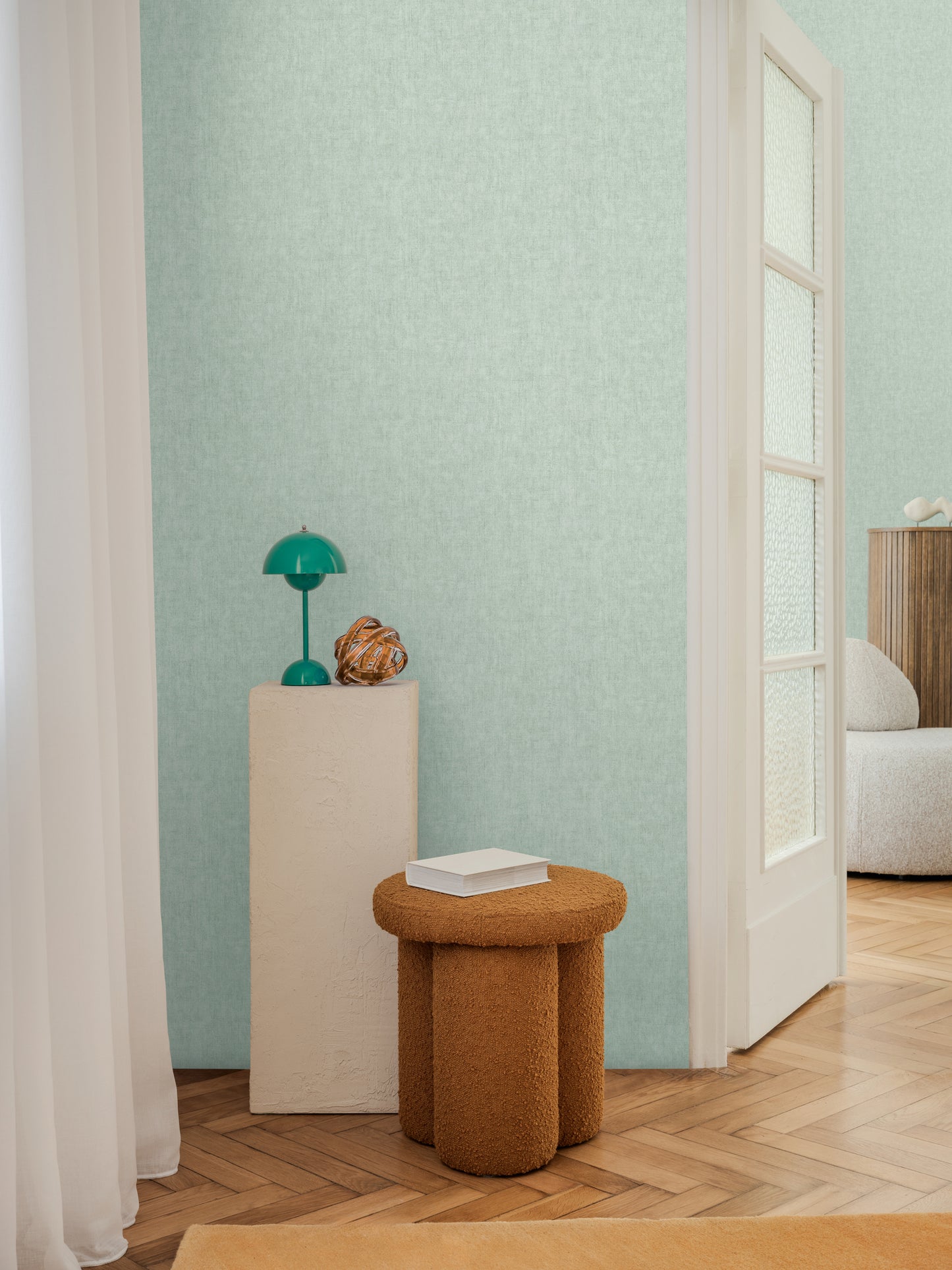 Livingwalls CosmoLiving Vliestapete Uni Mintgrün - 10,05 m x 0,53 m