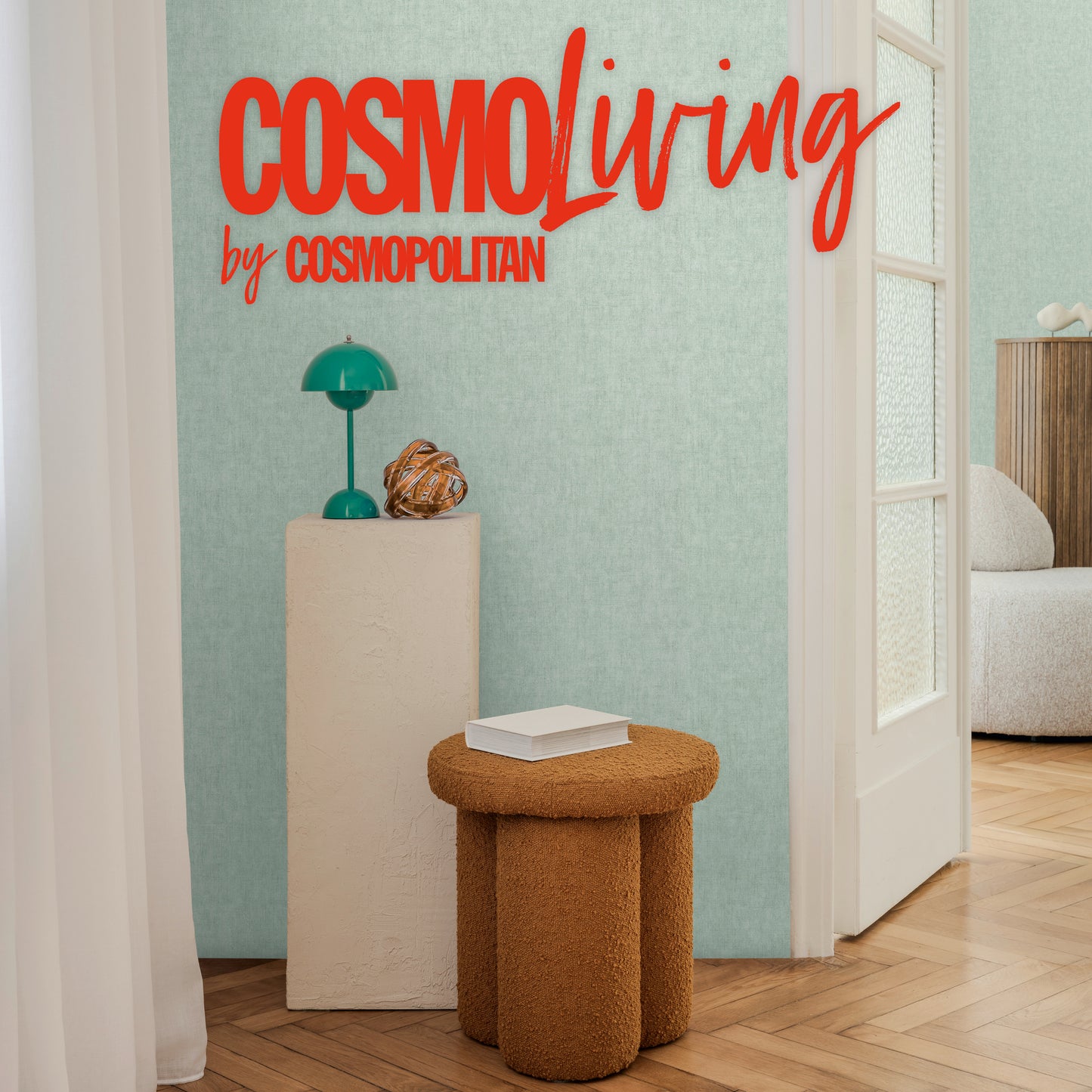 Livingwalls CosmoLiving Vliestapete Uni Mintgrün - 10,05 m x 0,53 m