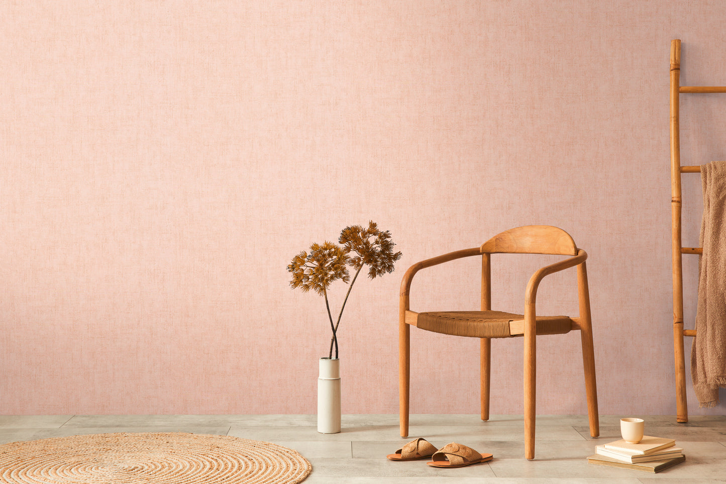 Livingwalls CosmoLiving Vliestapete Uni Koralle Rosa - 10,05 m x 0,53 m