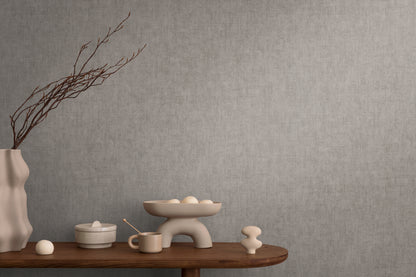 Livingwalls CosmoLiving Vliestapete Uni Taupe Grau - 10,05 m x 0,53 m