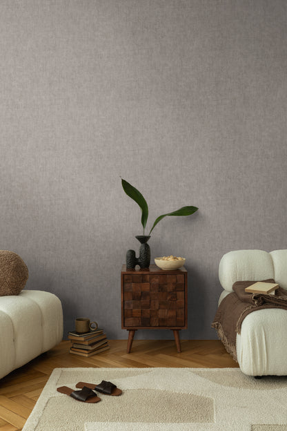 Livingwalls CosmoLiving Vliestapete Uni Taupe Grau - 10,05 m x 0,53 m