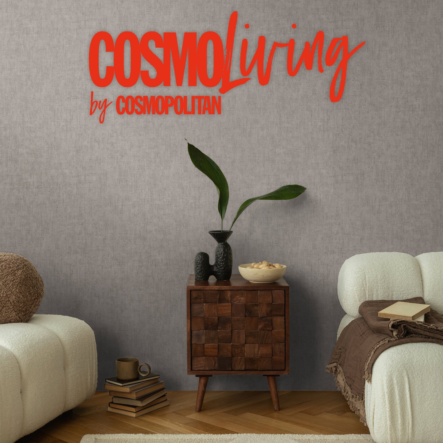 Livingwalls CosmoLiving Vliestapete Uni Taupe Grau - 10,05 m x 0,53 m