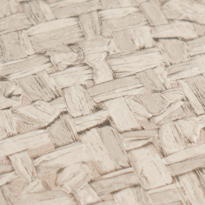 Mustertapete Webmuster Beige-Grau - 10,05 m x 0,53 m