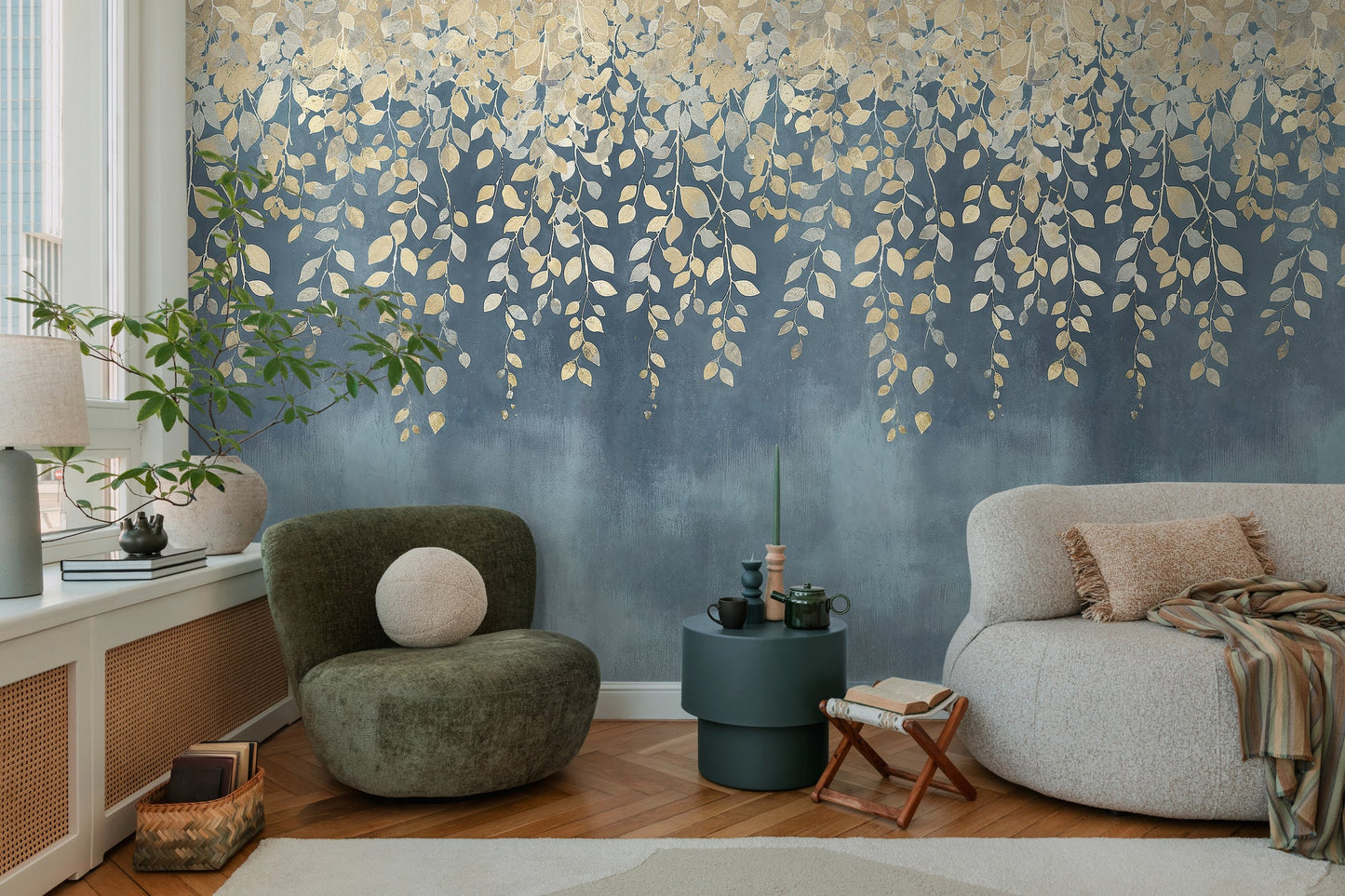 CosmoLiving Gilded Bloom Blau 1,59 m x 2,80 m