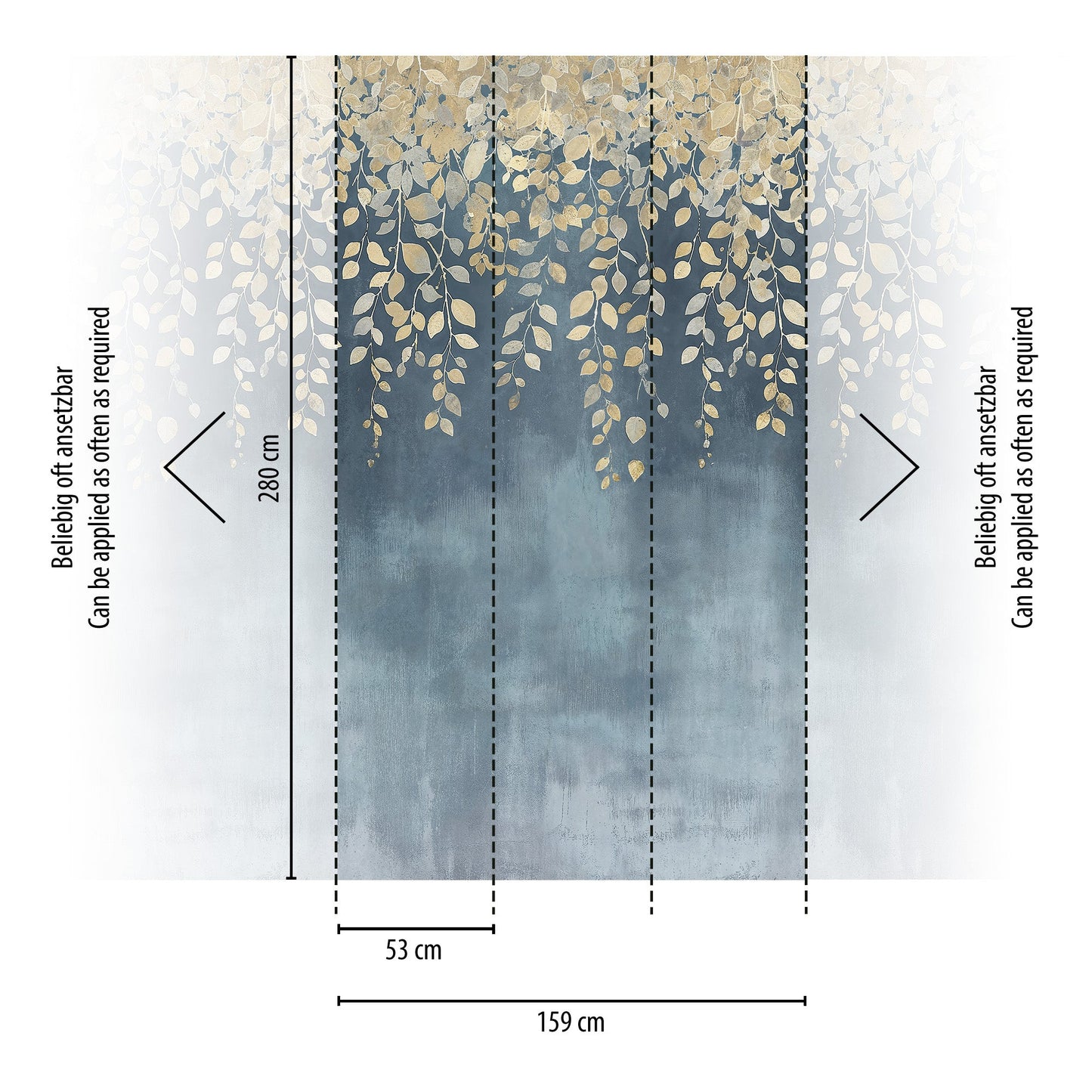 CosmoLiving Gilded Bloom Blau 1,59 m x 2,80 m