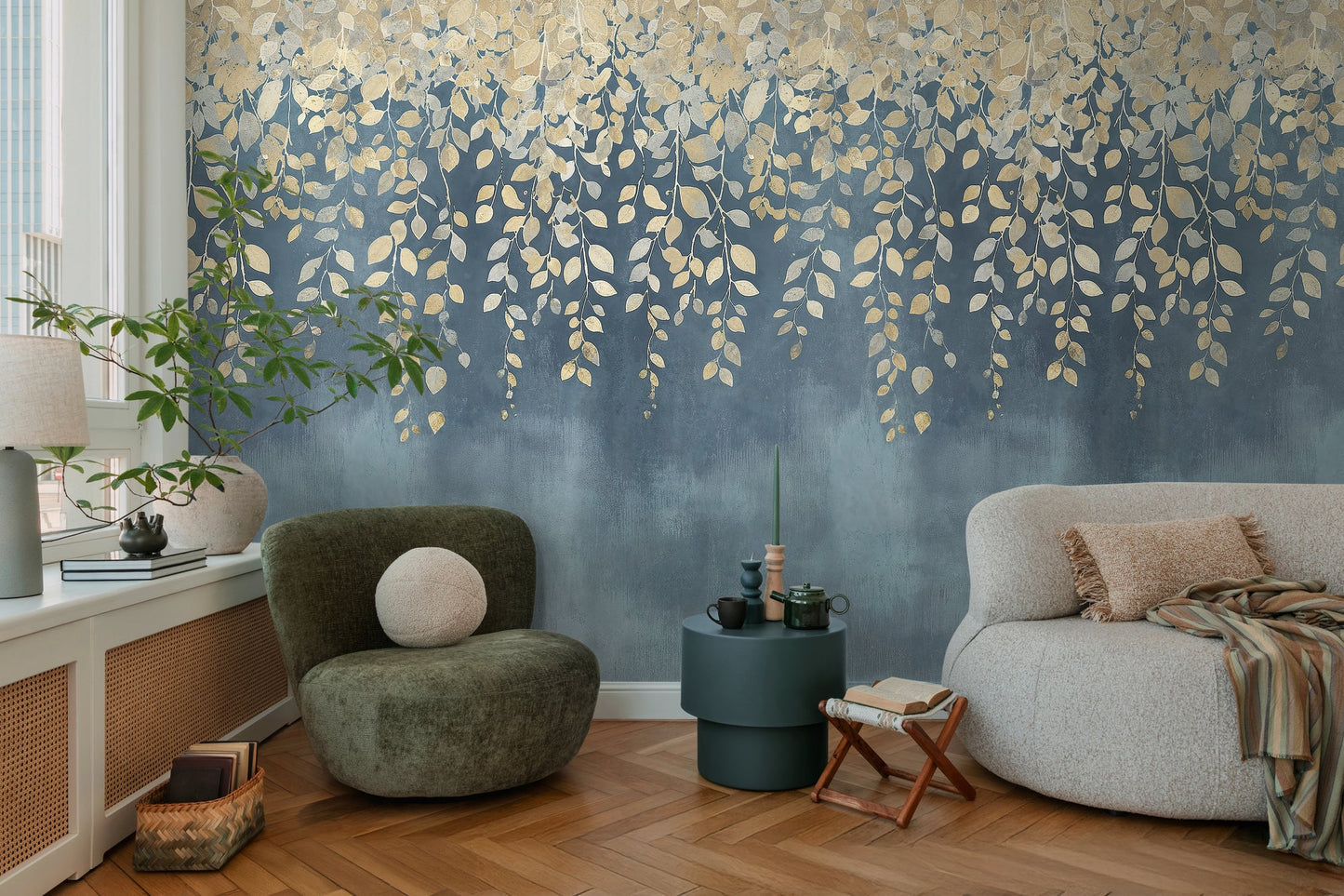 CosmoLiving Gilded Bloom Blau 1,59 m x 2,80 m