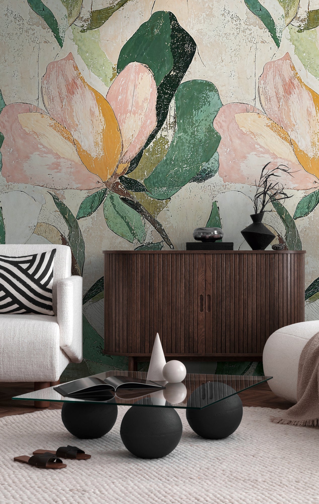 CosmoLiving Lush Blossom Grün 1,59 m x 2,80 m