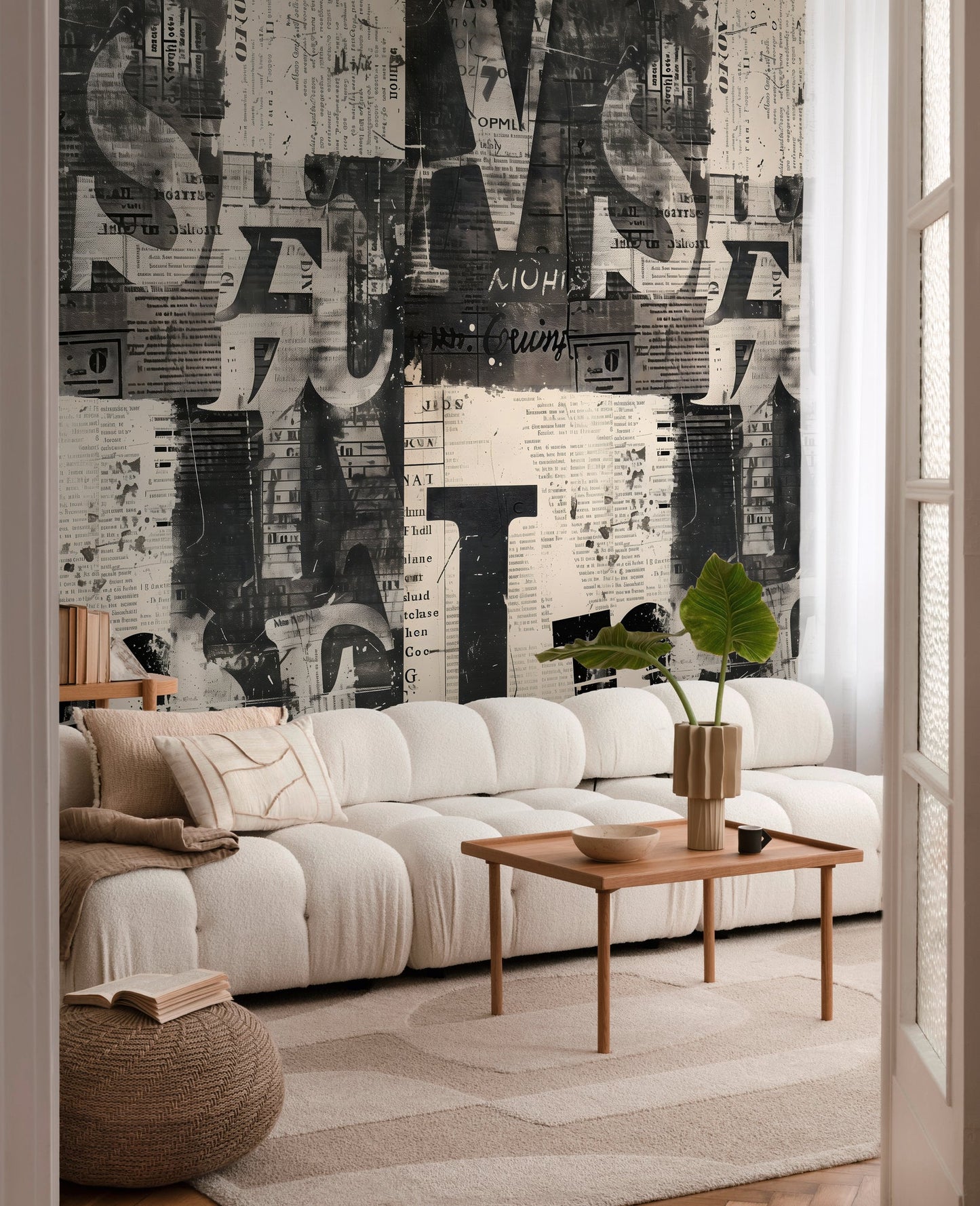 CosmoLiving Newspaper Creme 1,59 m x 2,80 m