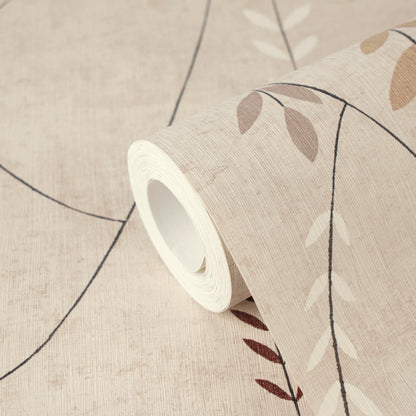 Mustertapete Gräser Beige-Braun - 10,05 m x 0,53 m