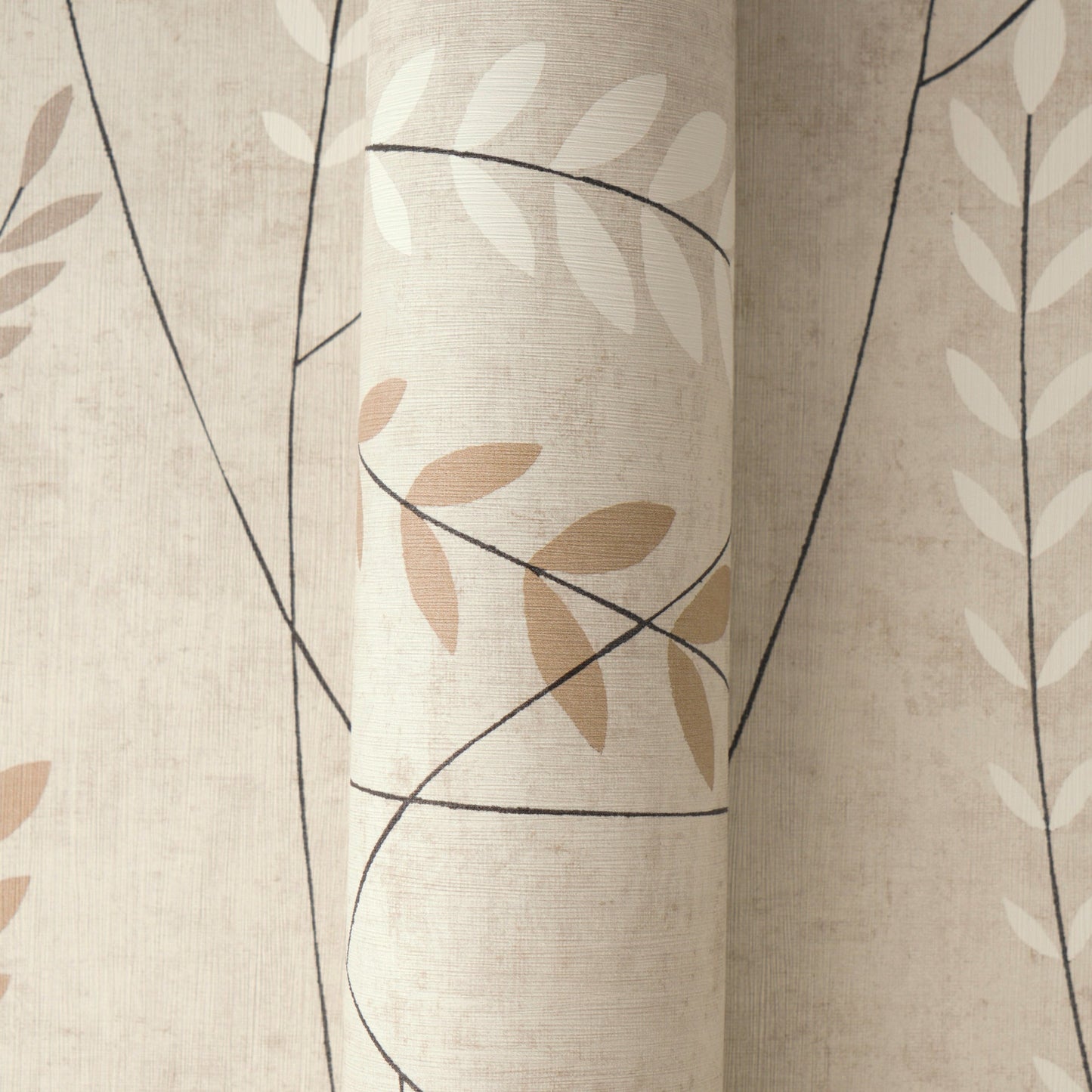 Mustertapete Gräser Beige-Braun - 10,05 m x 0,53 m