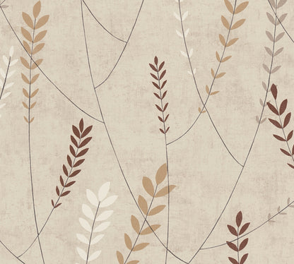 Mustertapete Gräser Beige-Braun - 10,05 m x 0,53 m