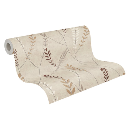 Mustertapete Gräser Beige-Braun - 10,05 m x 0,53 m