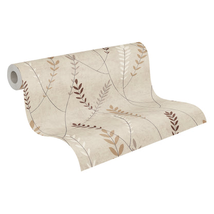 Mustertapete Gräser Beige-Braun - 10,05 m x 0,53 m