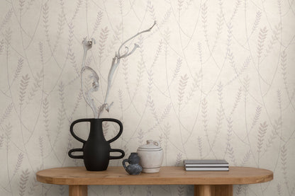Mustertapete Gräser Creme-Mauve - 10,05 m x 0,53 m
