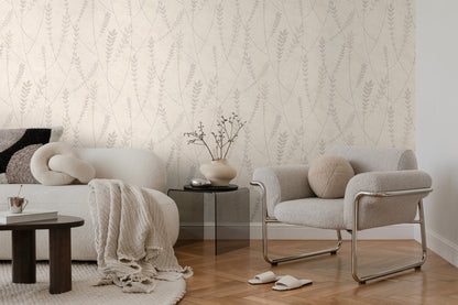 Mustertapete Gräser Creme-Mauve - 10,05 m x 0,53 m