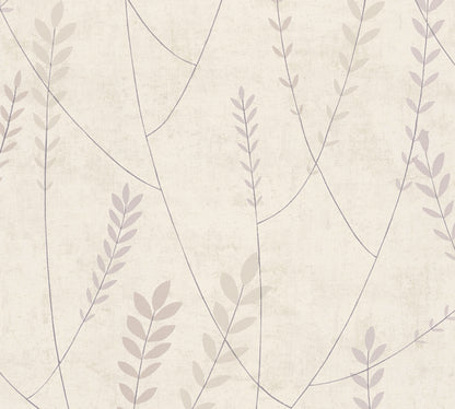 Mustertapete Gräser Creme-Mauve - 10,05 m x 0,53 m