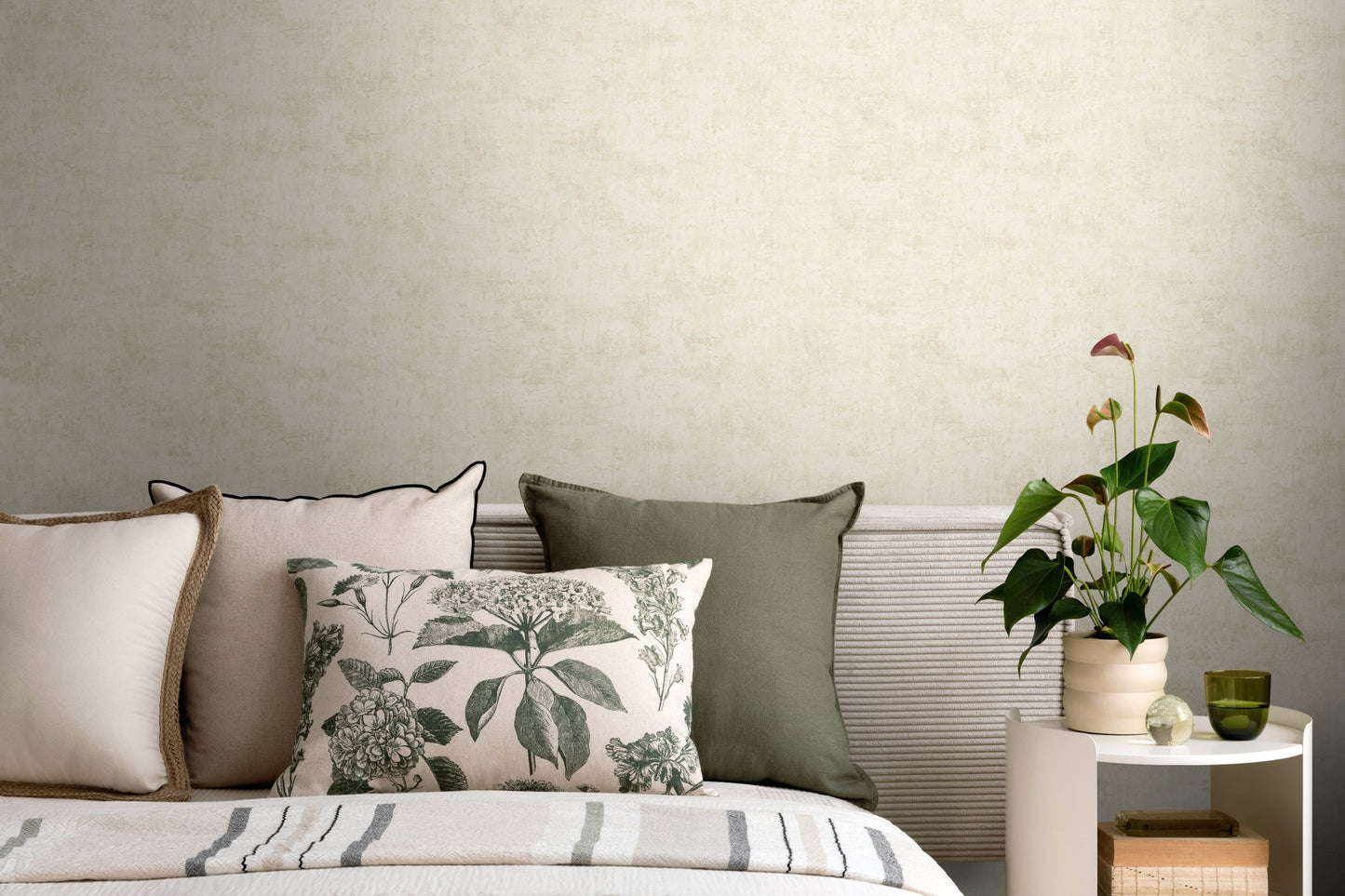 Mustertapete Vintage-Textur Creme-Beige - 10,05 m x 0,53 m