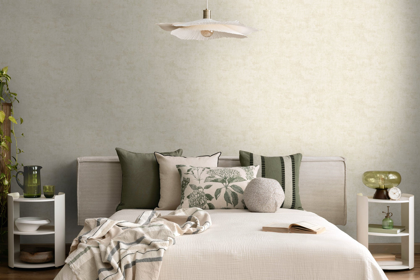 Mustertapete Vintage-Textur Creme-Beige - 10,05 m x 0,53 m