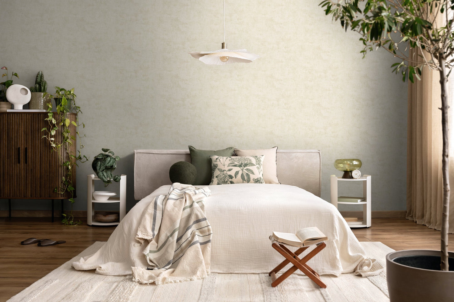 Mustertapete Vintage-Textur Creme-Beige - 10,05 m x 0,53 m