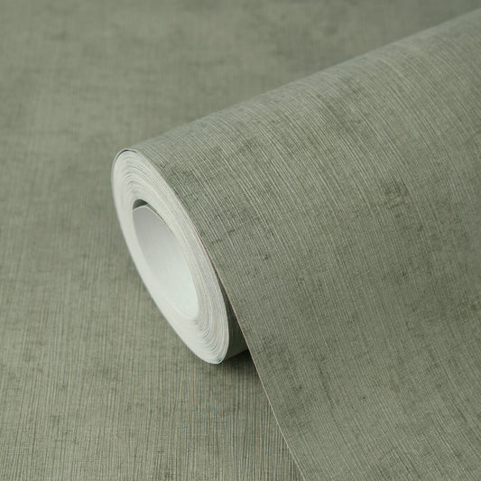 Strukturtapete Vintage-Textur Salbeigrün - 10,05 m x 0,53 m