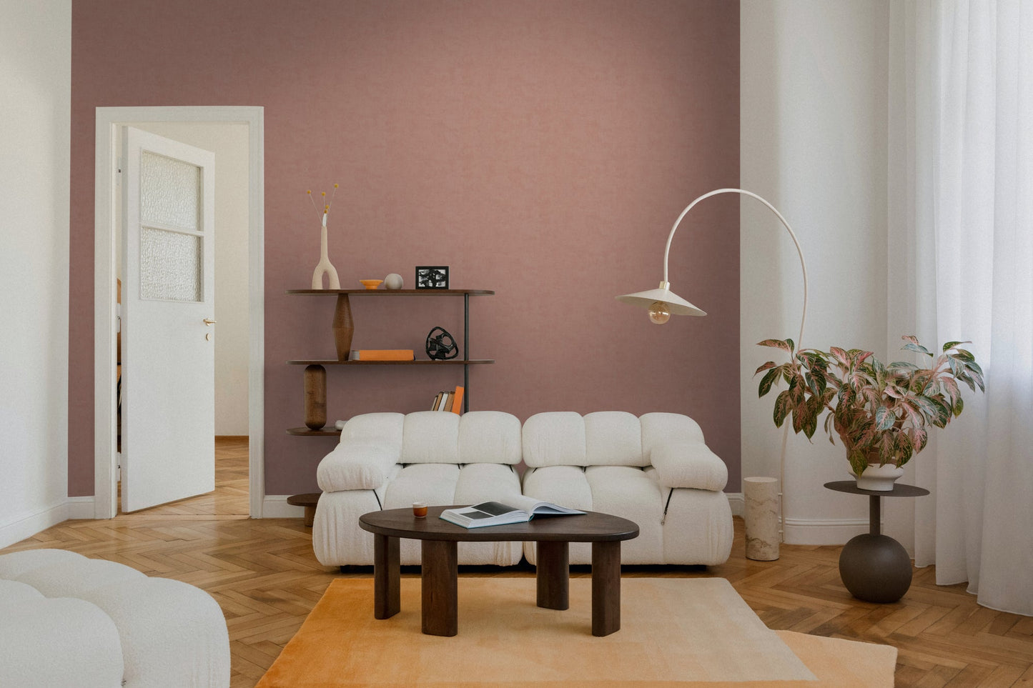 Mustertapete Vintage-Textur Rostrot - 10,05 m x 0,53 m