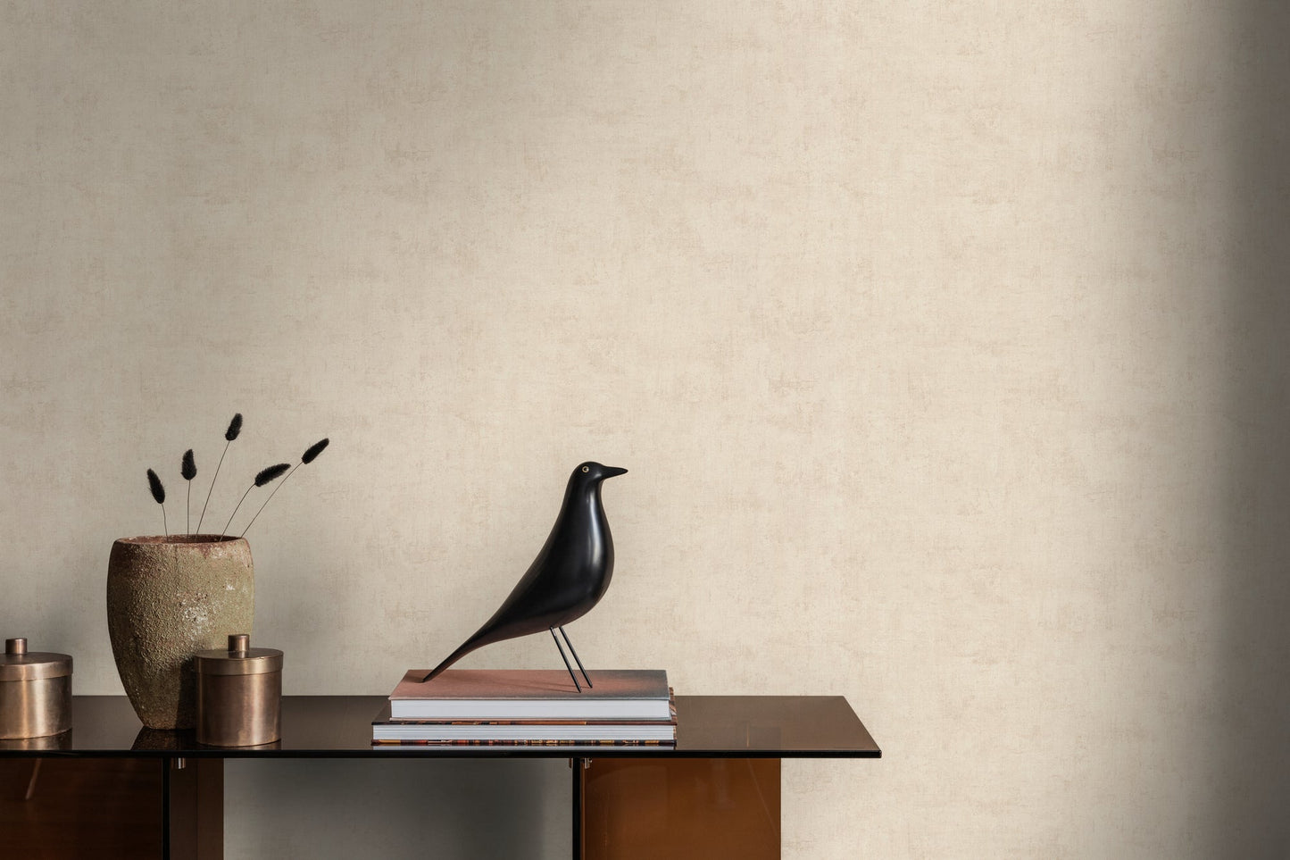 Mustertapete Vintage-Textur Sandbeige - 10,05 m x 0,53 m