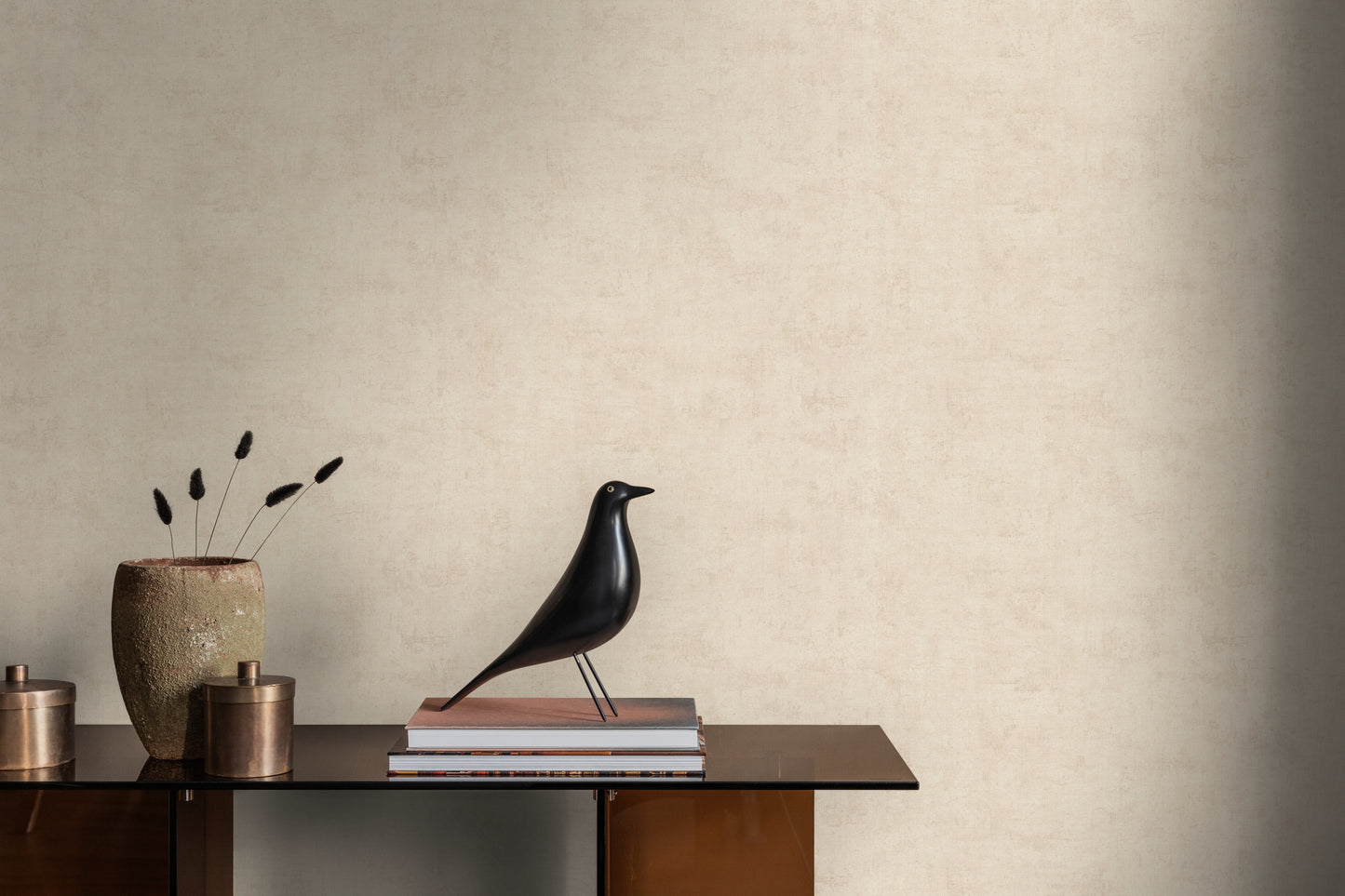 Mustertapete Vintage-Textur Sandbeige - 10,05 m x 0,53 m
