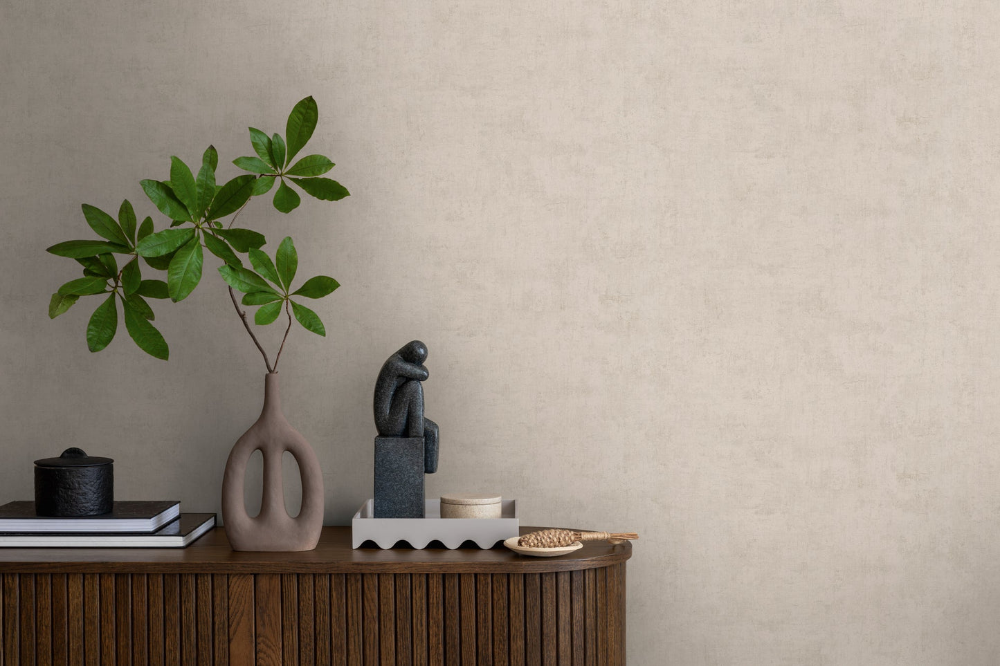 Mustertapete Vintage-Textur Greige - 10,05 m x 0,53 m
