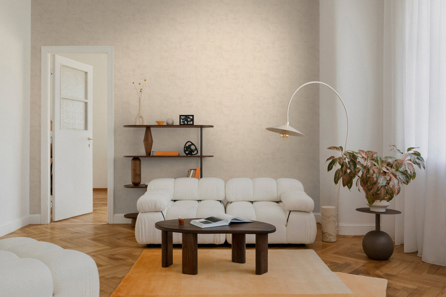 Mustertapete Vintage-Textur Beige - 10,05 m x 0,53 m