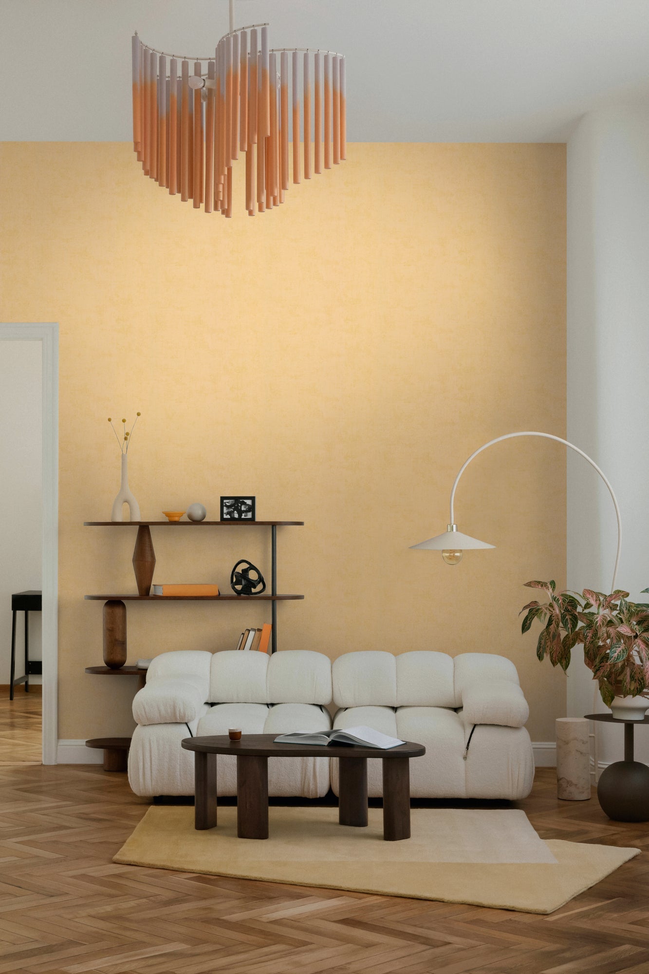 Mustertapete Vintage-Textur Senfgelb - 10,05 m x 0,53 m