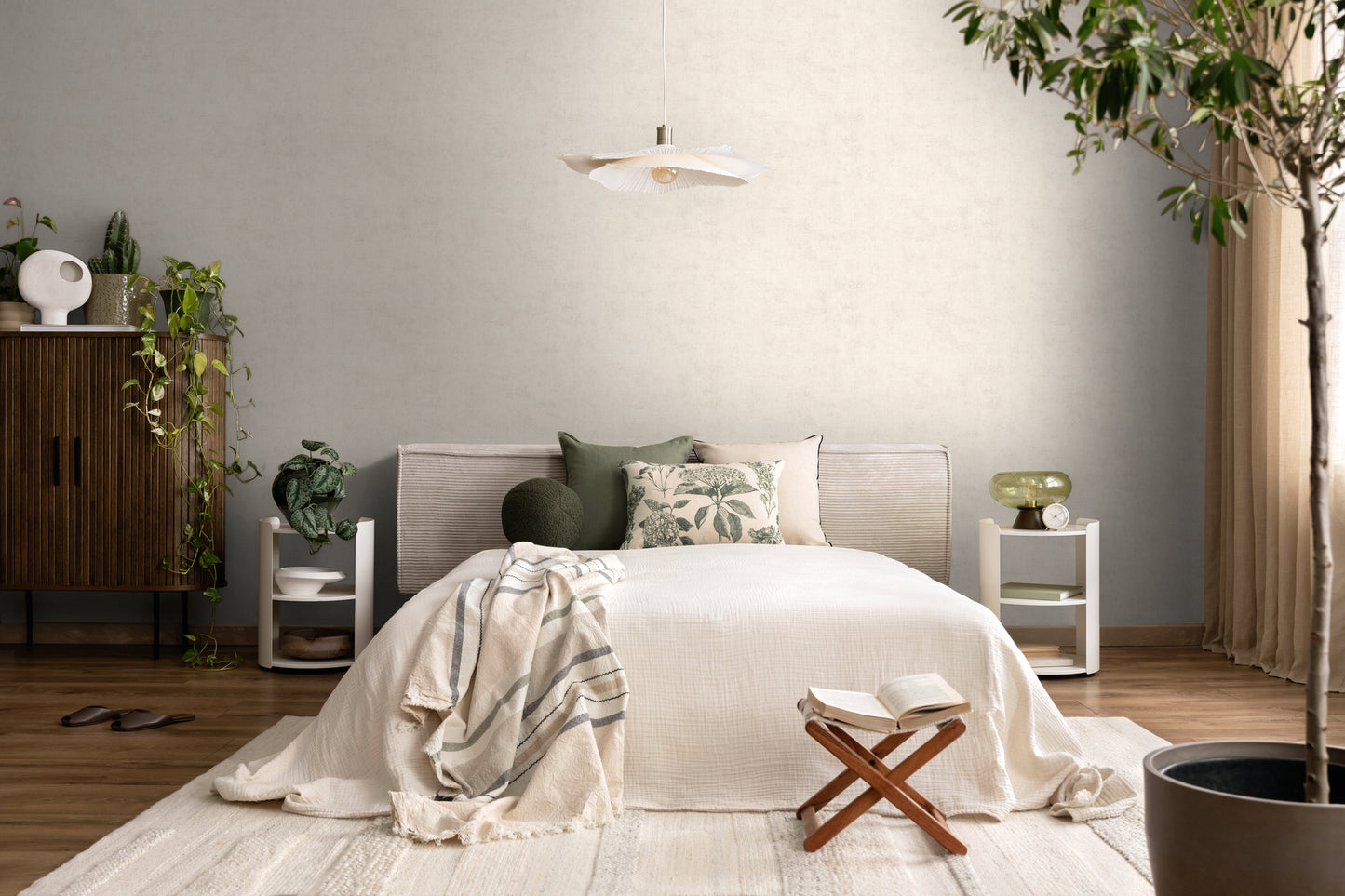 Mustertapete Vintage-Textur Elfenbein - 10,05 m x 0,53 m
