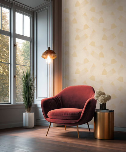 Mustertapete Geometrische Bögen Beige-Gelb - 10,05 m x 0,53 m