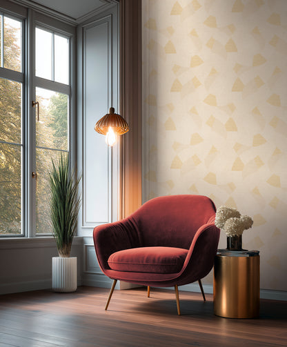 Mustertapete Geometrische Bögen Beige-Gelb - 10,05 m x 0,53 m