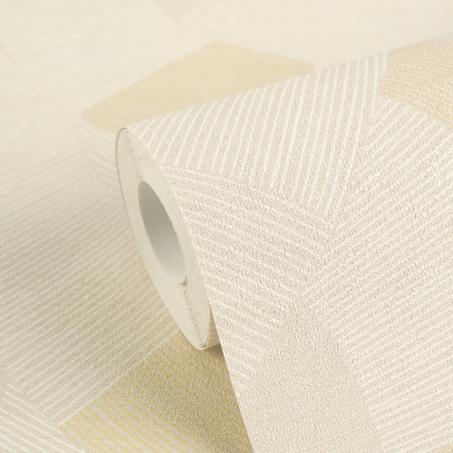 Mustertapete Geometrische Bögen Beige-Gelb - 10,05 m x 0,53 m
