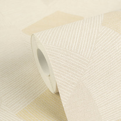 Mustertapete Geometrische Bögen Beige-Gelb - 10,05 m x 0,53 m