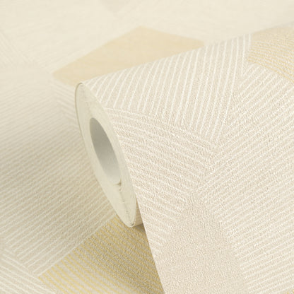 Mustertapete Geometrische Bögen Beige-Gelb - 10,05 m x 0,53 m